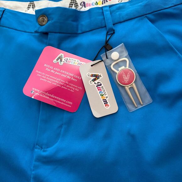 Royal and Awesome Golf Pant Size 40 x 34 NWT Bright Blue Solid Free Multitool - Picture 4 of 16